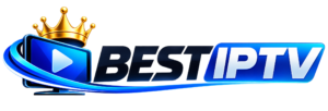Logo premium Best IPTV avec couronne et écran TV